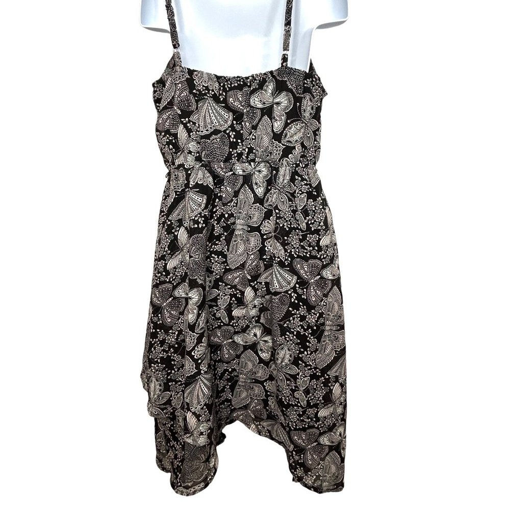 Children’s Place Girl’s Dress M 7/8 Black Whit Pink Butterflies Spaghetti Straps
